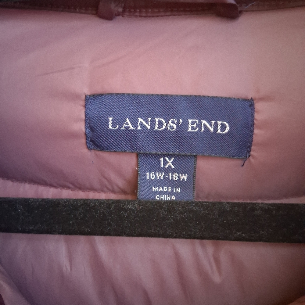 Land's End Women's Plum Long Down Jacket 1X - Picture 9 of 10